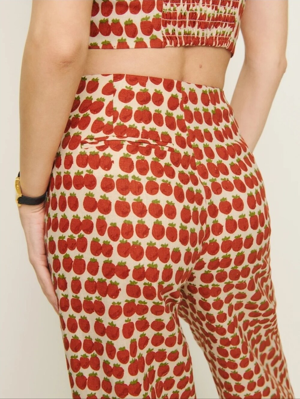 Reformation Joni 100% Linen Cropped Tomato Pant - Size 6 - Picture 3 of 6